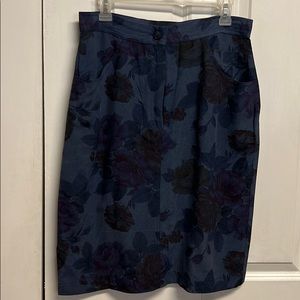 Vintage Carole Little Multi Color Rose Print High Rise Pocket Pencil Skirt 14